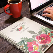 Waterverf Chic Winter Floral Persoonlijke naam Notitieboek