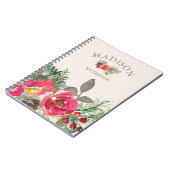 Waterverf Chic Winter Floral Persoonlijke naam Notitieboek (Linkerzijde)