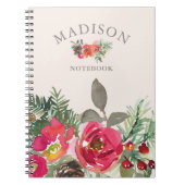 Waterverf Chic Winter Floral Persoonlijke naam Notitieboek (Voorkant)