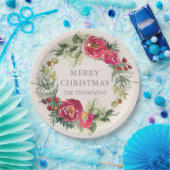 Waterverf Chic Winter Floral Persoonlijke naam Papieren Bordje (Feest)