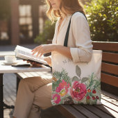 Waterverf Chic Winter Floral Persoonlijke naam Tote Bag