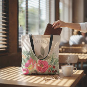 Waterverf Chic Winter Floral Persoonlijke naam Tote Bag