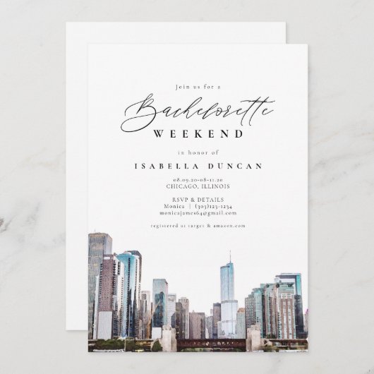 Waterverf Chicago Bachelorette Itinerary en Kaart (Voorkant / Achterkant)