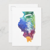 Waterverf Chicago Briefkaart (Voorkant / Achterkant)