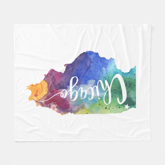 Waterverf Chicago Fleece Deken (Voorkant (Horizontaal))