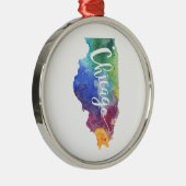 Waterverf Chicago Metalen Ornament (Rechts)