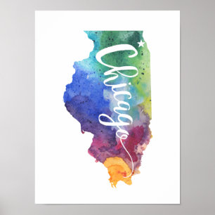 Waterverf Chicago Poster