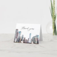 Waterverf Chicago Skyline - Hartelijk dank - Kaart