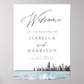 Waterverf Chicago Skyline Wedding Welcome Poster (Voorkant)