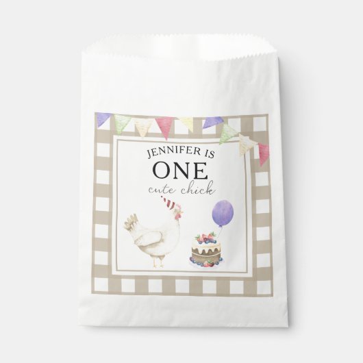 Waterverf Chick 1e verjaardag Bedankzakje (Voorkant)