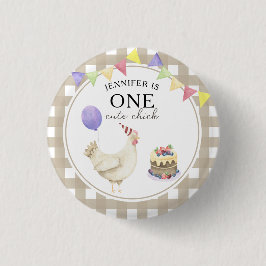 Waterverf Chick 1e verjaardag Ronde Button 3,2 Cm