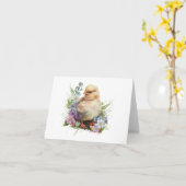 Waterverf Chick met veel bloemen BLANK Kaart (Gele Bloem)