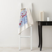 Waterverf Chickadee Berry Tree Winter Frost Bird Sherpa Deken (In situ)