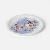 Waterverf Chickadee Bird Frosty Winter Snowflakes Papieren Bordje (Gekanteld)