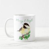 Waterverf Chickadee Bird Merry & Bright Kerstmis Koffiemok (Links)