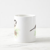 Waterverf Chickadee Bird & Pine Natuur art Koffiemok (Center)