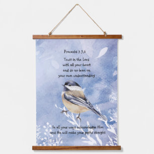 Waterverf Chickadee Bird Scripting Prov 3:4 Hangend Wandkleed