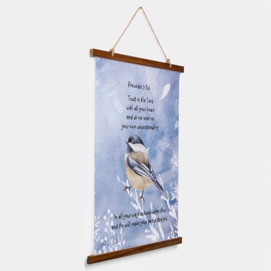 Waterverf Chickadee Bird Scripting Prov 3:4 Hangend Wandkleed (Gebogen)