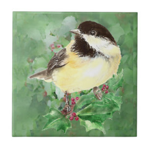 Waterverf Chickadee Bird Wildlife Art Tegeltje