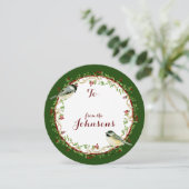 Waterverf Chickadee Birds Merry Kerstmis Wreater Feestdagenkaart (Staand voorkant)