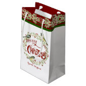 Waterverf Chickadee Birds Merry Kerstmis Wreater Klein Cadeauzakje (Achterkant Gekanteld)