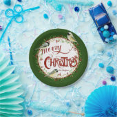 Waterverf Chickadee Birds Merry Kerstmis Wreater Papieren Bordje (Feest)