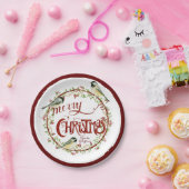 Waterverf Chickadee Birds Merry Kerstmis Wreater Papieren Bordje (Feest)