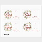 Waterverf Chickadee Birds Merry Kerstmis Wreater Rechthoekige Sticker (Vel)
