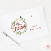 Waterverf Chickadee Birds Merry Kerstmis Wreater Rechthoekige Sticker (Envelop)