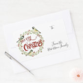 Waterverf Chickadee Birds Merry Kerstmis Wreater Rechthoekige Sticker (Envelop)