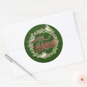Waterverf Chickadee Birds Merry Kerstmis Wreater Ronde Sticker (Envelop)