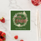 Waterverf Chickadee Birds Merry Kerstmis Wreater Servetten (Insitu)