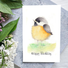 Waterverf Chickadee Birthday Kaart