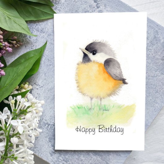 Waterverf Chickadee Birthday Kaart