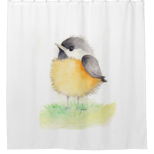 Waterverf Chickadee Douchegordijn (Voorkant)