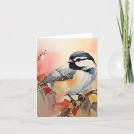 Waterverf Chickadee Gevouwen Dank u kaart