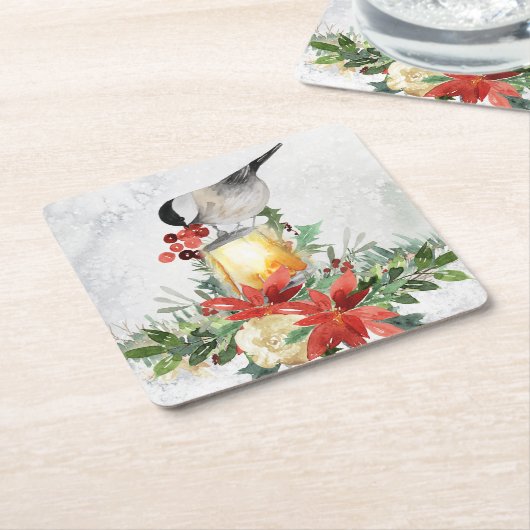 Waterverf Chickadee Kartonnen Onderzetters (Schuin)