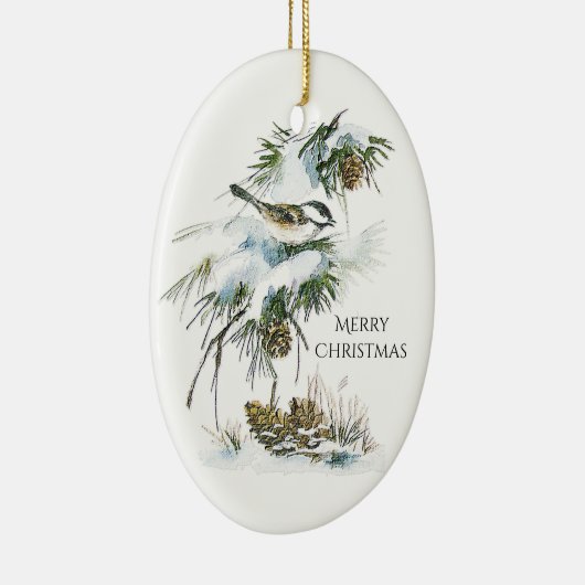 Waterverf Chickadee Keramisch Ornament (Rechts)