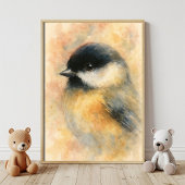Waterverf Chickadee: Liedvogelportret Poster