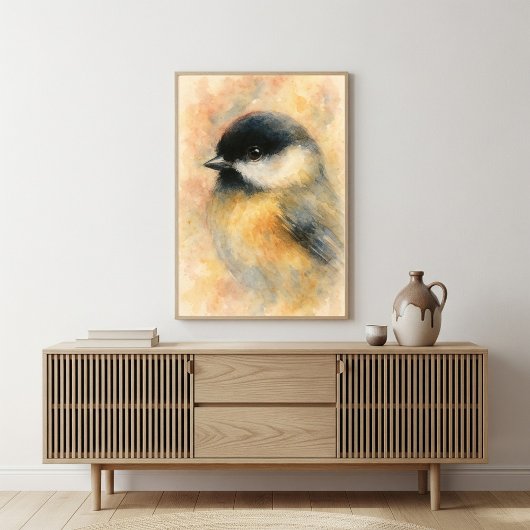 Waterverf Chickadee: Liedvogelportret Poster