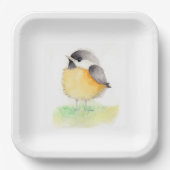 Waterverf Chickadee Papieren Bordje (Voorkant)