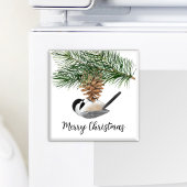 Waterverf Chickadee Pine Cone Winter Kerstmis Magneet