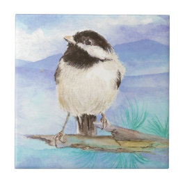 Waterverf Chickadee Schattigee Little Bird Art Tegeltje