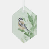 Waterverf Chickadee Spring Willow Leaves Glas Ornament (Voorkant links)