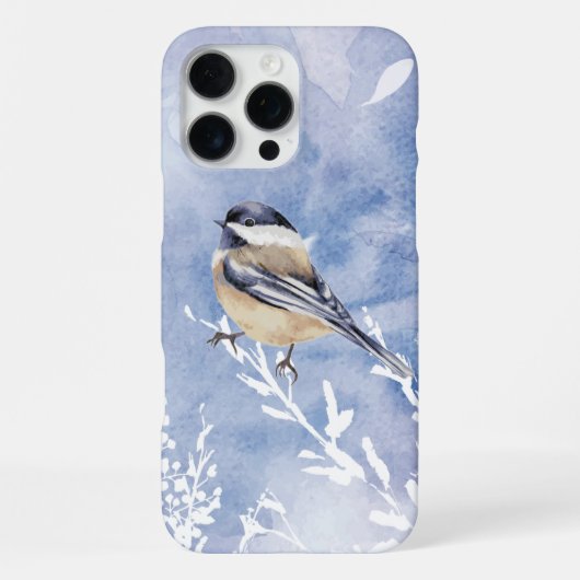 Waterverf Chickadee Winter Snow Forest Bird iPhone Hoesje (Achterkant)
