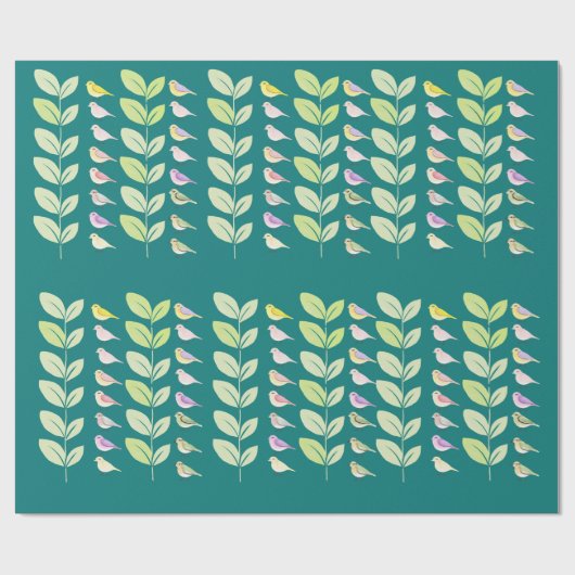 Waterverf Chickadees & Leaves Cadeaupapier (Vlak)