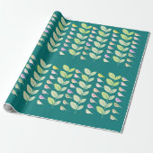 Waterverf Chickadees & Leaves Cadeaupapier (Uitgerold)