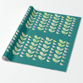 Waterverf Chickadees & Leaves Cadeaupapier