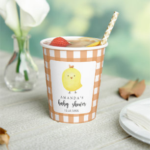 Waterverf Chicken Baby shower Papieren Bekers