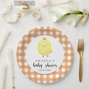 Waterverf Chicken Baby shower Papieren Bordje